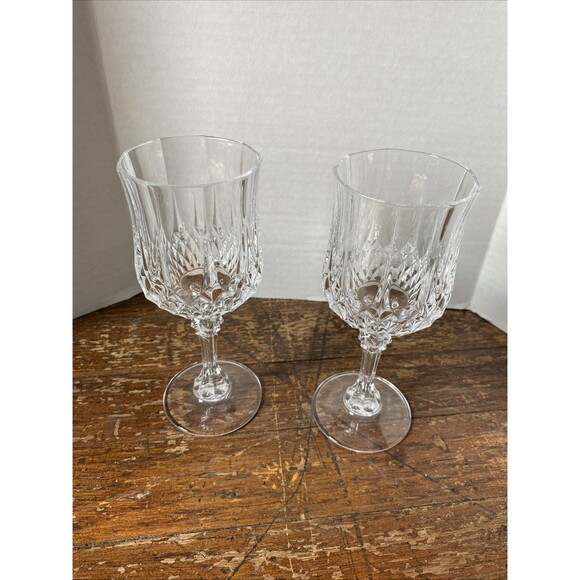 Longchamp Cristal d'Arques Water Goblet 7-1/4" 8 Oz Set Of 2 - Picture 1 of 5